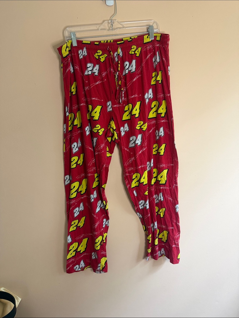 Nascar Red Sweatpants with Yellow & White '24' Graphics